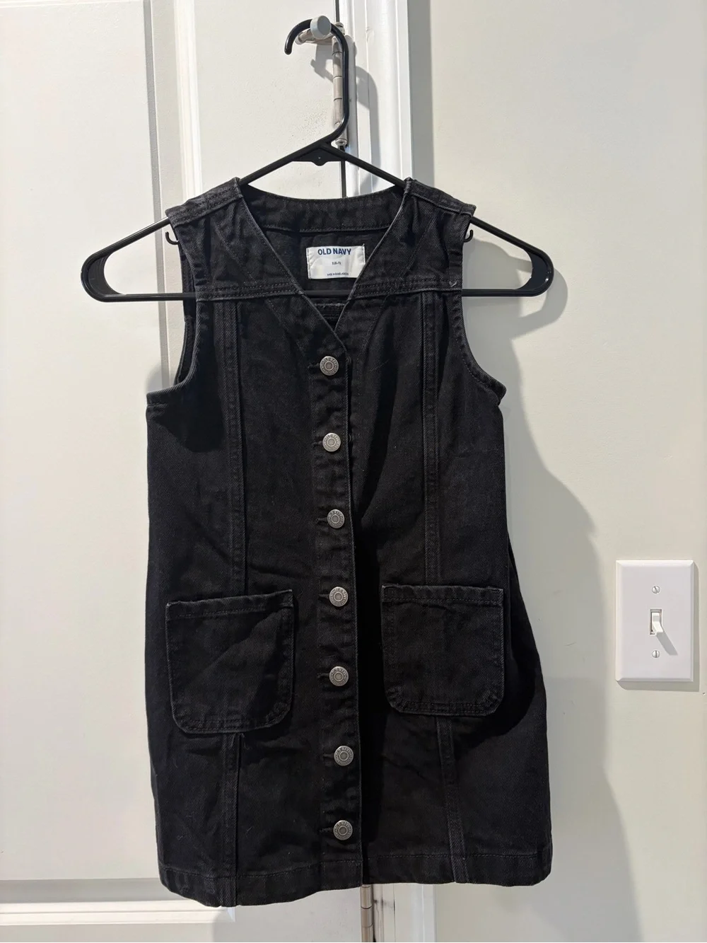 Old Navy Charcoal Black Denim Button-Front Dress
